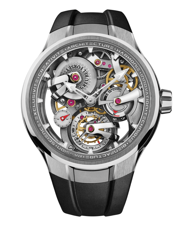 Greubel Forsey Tourbillon 24 Secondes Architecture Titanium 47 mm Silver Dial Rubber Strap