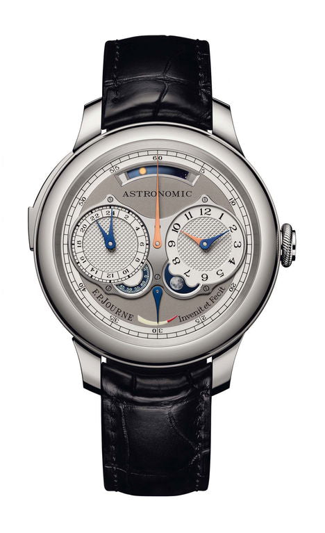 F.P.Journe Astronomic Souveraine 44mm Silver Dial Stainless Steel Alligator Leather Strap - WATCHXNYC