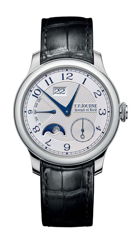 F.P.Journe Automatique Lune 40mm Silver Dial Platinum Alligator Leather Strap - WATCHXNYC