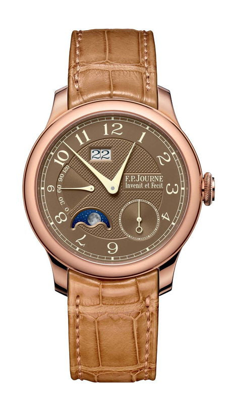 F.P.Journe Automatique Lune Havana 40mm Brown Dial 6N Gold Alligator Leather Strap - WATCHXNYC