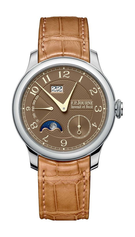 F.P.Journe Automatique Lune Havana 40mm Brown Dial Platinum Alligator Leather Strap - WATCHXNYC