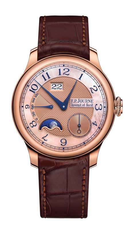 F.P.Journe Automatique Lune Mother of Pearl 42mm Gold Dial Red Gold Alligator Leather Strap - WATCHXNYC