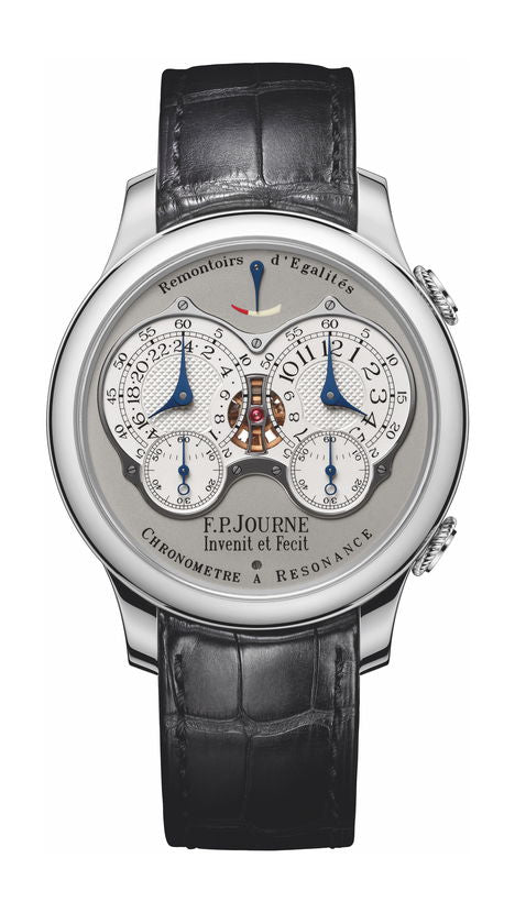 F.P.Journe Chronomètre à Resonance 40mm Silver Dial Platinum Alligator Leather Strap - WATCHXNYC