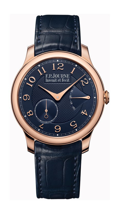 F.P.Journe Chronomètre Souverain 40mm Blue Dial 6N Gold Alligator Leather Strap - WATCHXNYC