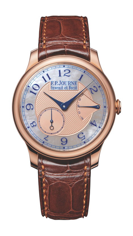 F.P.Journe Chronomètre Souverain Mother of Pearl 40mm Gold Dial Red Gold Alligator Leather Strap - WATCHXNYC