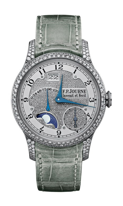 F.P.Journe Divine 36 MM Set with Diamonds 36mm Gray Dial Platinum Alligator Leather Strap - WATCHXNYC