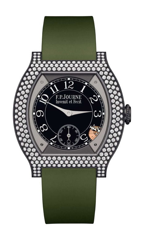 F.P.Journe élégante 40 Titalyt 12 Rows of Diamonds 35mm Black Dial Titanium Rubber Strap - WATCHXNYC