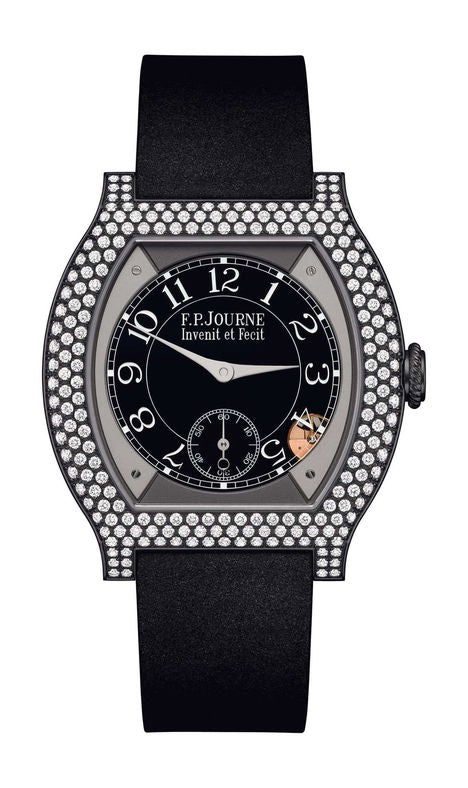 F.P.Journe élégante 40 Titalyt 12 Rows of Diamonds 35mm Black Dial Titanium Rubber Strap - WATCHXNYC