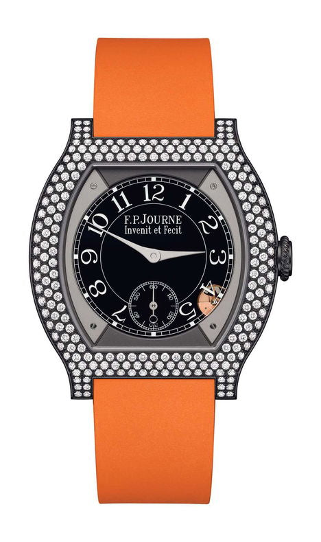F.P.Journe élégante 40 Titalyt 12 Rows of Diamonds 35mm Black Dial Titanium Rubber Strap - WATCHXNYC