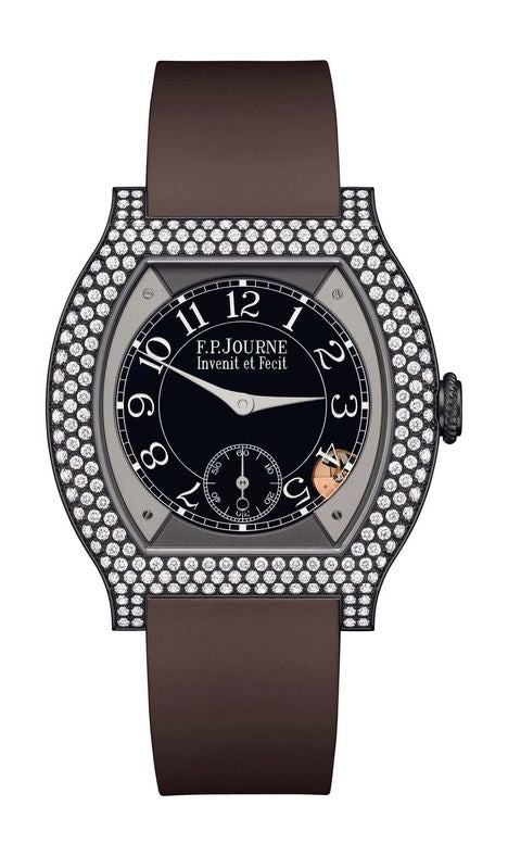 F.P.Journe élégante 40 Titalyt 12 Rows of Diamonds 35mm Black Dial Titanium Rubber Strap - WATCHXNYC