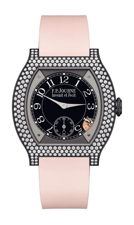 F.P.Journe élégante 40 Titalyt 12 Rows of Diamonds 35mm Black Dial Titanium Rubber Strap - WATCHXNYC