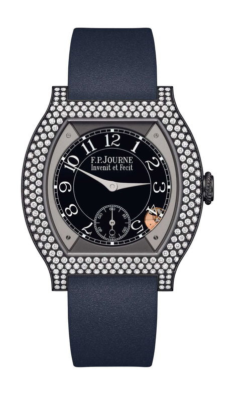 F.P.Journe élégante 40 Titalyt 12 Rows of Diamonds 35mm Black Dial Titanium Rubber Strap - WATCHXNYC