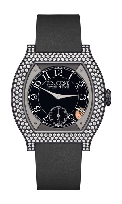 F.P.Journe élégante 40 Titalyt 12 Rows of Diamonds 35mm Black Dial Titanium Rubber Strap - WATCHXNYC