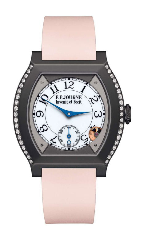 F.P.Journe élégante 40 Titalyt 2 Rows of Diamonds 35mm White Dial Titanium Rubber Strap - WATCHXNYC