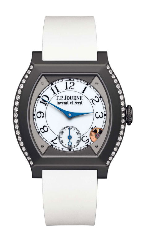 F.P.Journe élégante 40 Titalyt 2 Rows of Diamonds 35mm White Dial Titanium Rubber Strap - WATCHXNYC