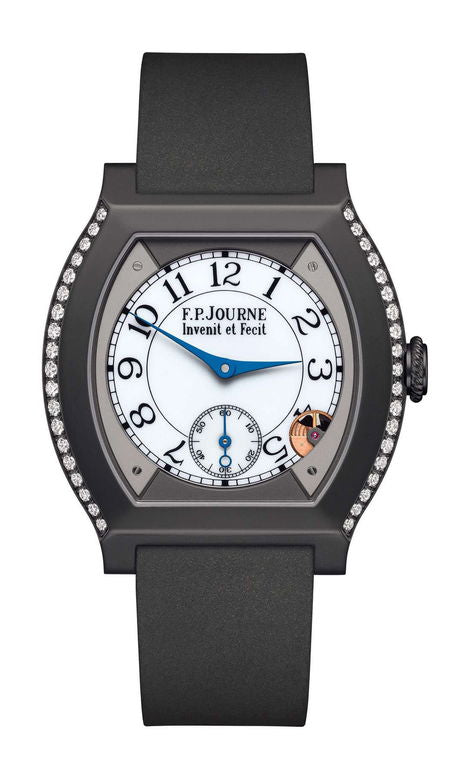 F.P.Journe élégante 40 Titalyt 2 Rows of Diamonds 35mm White Dial Titanium Rubber Strap - WATCHXNYC