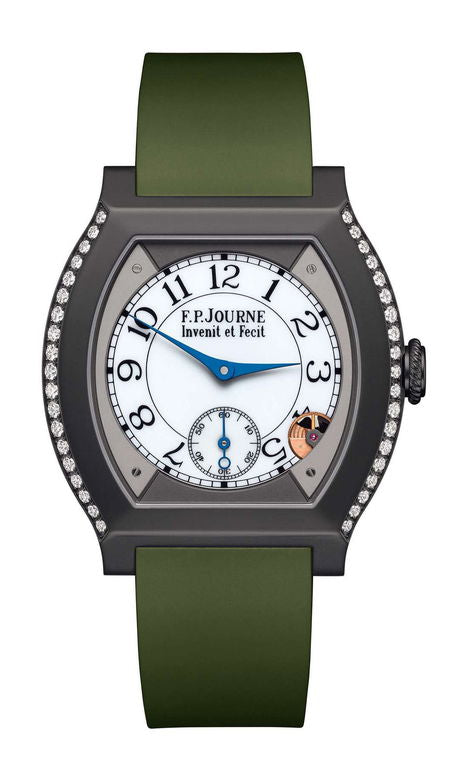 F.P.Journe élégante 40 Titalyt 2 Rows of Diamonds 35mm White Dial Titanium Rubber Strap - WATCHXNYC