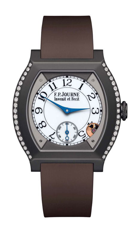 F.P.Journe élégante 40 Titalyt 2 Rows of Diamonds 35mm White Dial Titanium Rubber Strap - WATCHXNYC