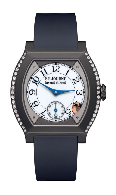 F.P.Journe élégante 40 Titalyt 2 Rows of Diamonds 35mm White Dial Titanium Rubber Strap - WATCHXNYC