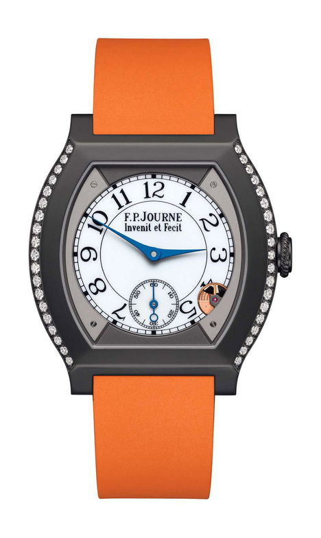 F.P.Journe élégante 40 Titalyt 2 Rows of Diamonds 35mm White Dial Titanium Rubber Strap - WATCHXNYC
