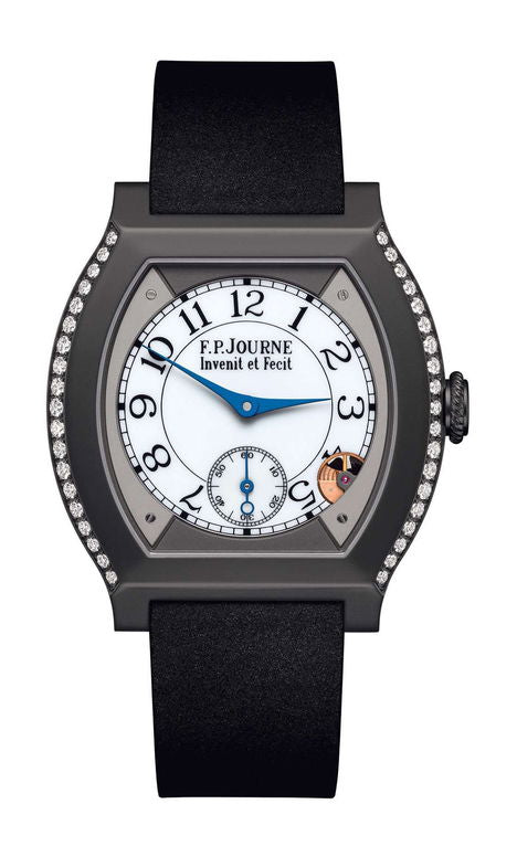 F.P.Journe élégante 40 Titalyt 2 Rows of Diamonds 35mm White Dial Titanium Rubber Strap - WATCHXNYC