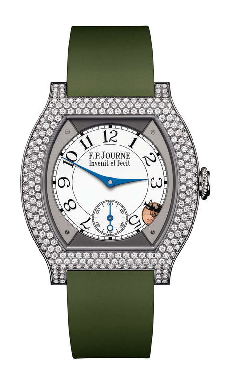 F.P.Journe élégante 40 Titanium 12 Rows of Diamonds 35mm White Dial Titanium Rubber Strap - WATCHXNYC