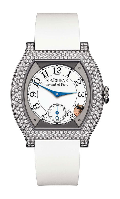F.P.Journe élégante 40 Titanium 12 Rows of Diamonds 35mm White Dial Titanium Rubber Strap - WATCHXNYC