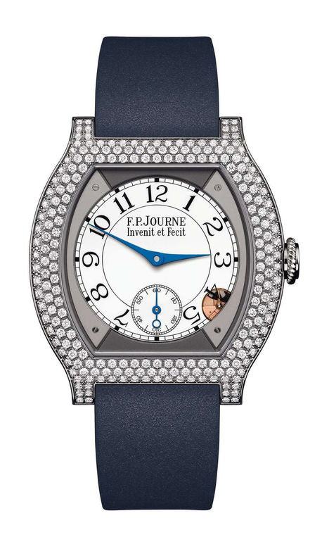 F.P.Journe élégante 40 Titanium 12 Rows of Diamonds 35mm White Dial Titanium Rubber Strap - WATCHXNYC