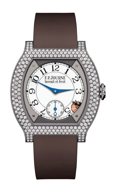 F.P.Journe élégante 40 Titanium 12 Rows of Diamonds 35mm White Dial Titanium Rubber Strap - WATCHXNYC