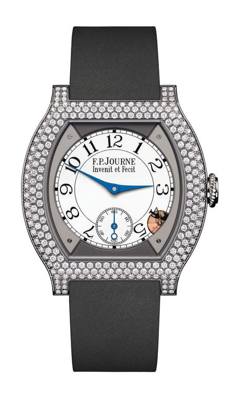 F.P.Journe élégante 40 Titanium 12 Rows of Diamonds 35mm White Dial Titanium Rubber Strap - WATCHXNYC
