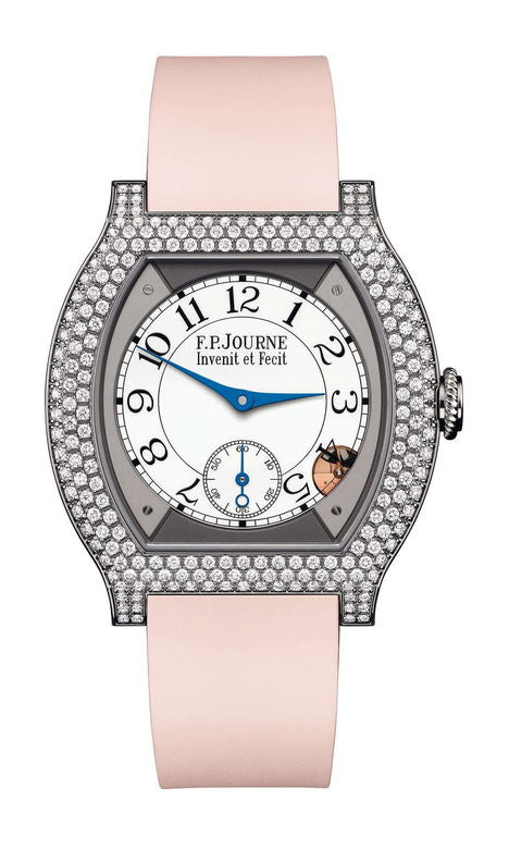 F.P.Journe élégante 40 Titanium 12 Rows of Diamonds 35mm White Dial Titanium Rubber Strap - WATCHXNYC