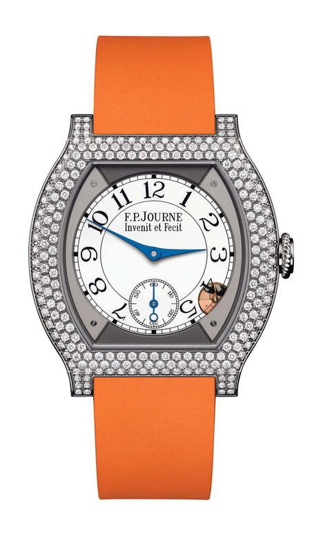 F.P.Journe élégante 40 Titanium 12 Rows of Diamonds 35mm White Dial Titanium Rubber Strap - WATCHXNYC