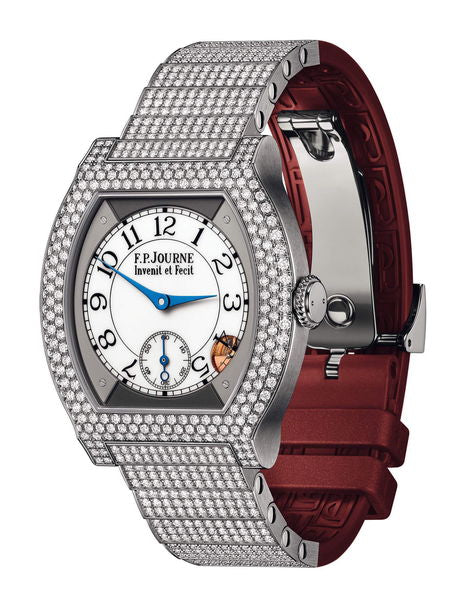 F.P.Journe élégante 40 Titanium 12 Rows of Diamonds with Set Bracelet 35mm White Dial Titanium Rubber Strap - WATCHXNYC
