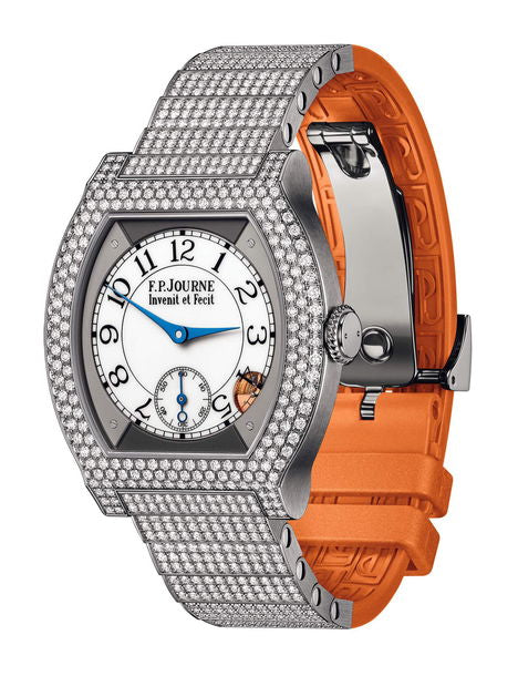 F.P.Journe élégante 40 Titanium 12 Rows of Diamonds with Set Bracelet 35mm White Dial Titanium Rubber Strap - WATCHXNYC