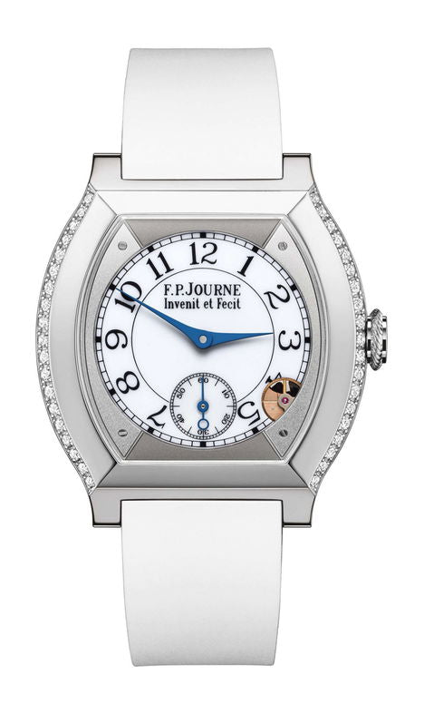 F.P.Journe élégante 40 Titanium 2 Rows of Diamonds 35mm White Dial Titanium Rubber Strap - WATCHXNYC