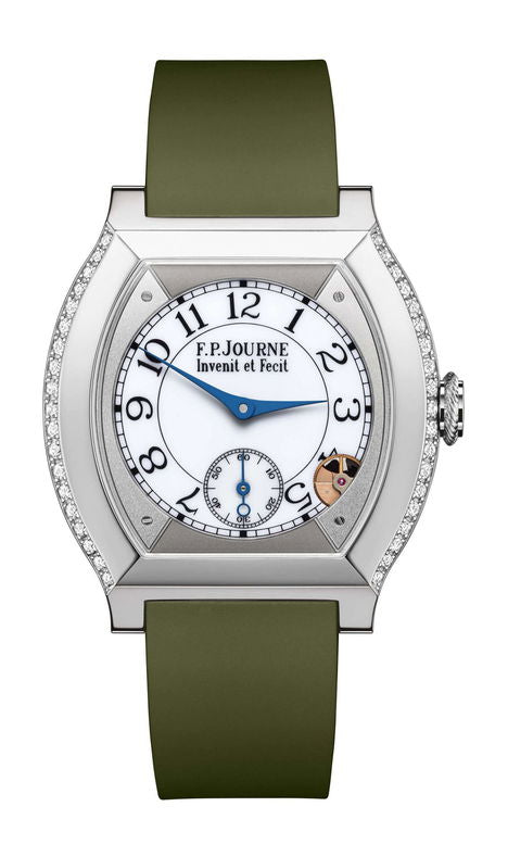 F.P.Journe élégante 40 Titanium 2 Rows of Diamonds 35mm White Dial Titanium Rubber Strap - WATCHXNYC