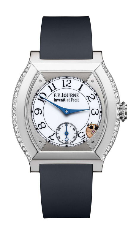 F.P.Journe élégante 40 Titanium 2 Rows of Diamonds 35mm White Dial Titanium Rubber Strap - WATCHXNYC