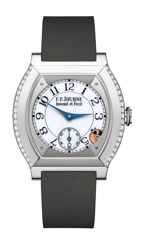 F.P.Journe élégante 40 Titanium 2 Rows of Diamonds 35mm White Dial Titanium Rubber Strap - WATCHXNYC
