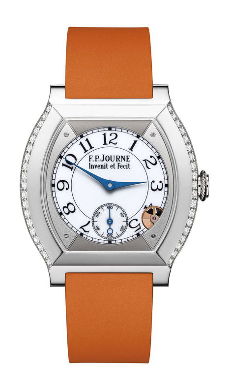 F.P.Journe élégante 40 Titanium 2 Rows of Diamonds 35mm White Dial Titanium Rubber Strap - WATCHXNYC