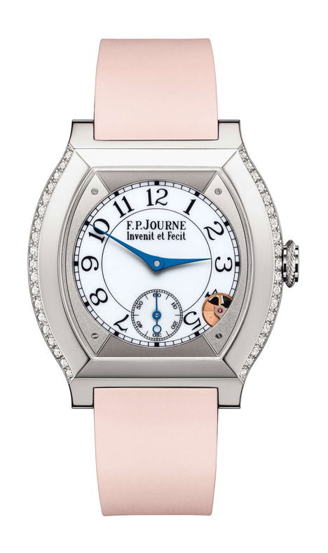F.P.Journe élégante 40 Titanium 2 Rows of Diamonds 35mm White Dial Titanium Rubber Strap - WATCHXNYC
