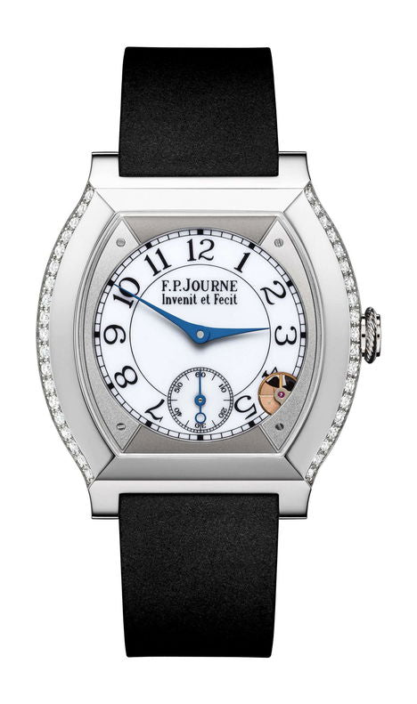 F.P.Journe élégante 40 Titanium 2 Rows of Diamonds 35mm White Dial Titanium Rubber Strap - WATCHXNYC