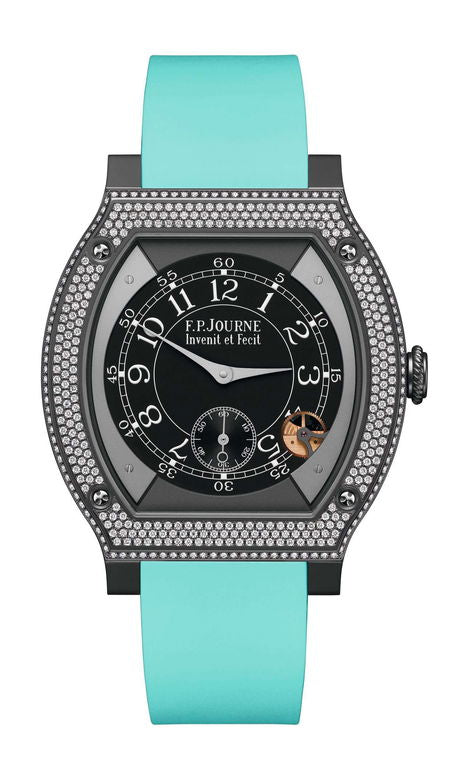 F.P.Journe élégante 48 Titalyt Diamonds 40mm Black Dial Titanium Rubber Strap - WATCHXNYC