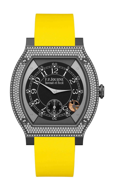 F.P.Journe élégante 48 Titalyt Diamonds 40mm Black Dial Titanium Rubber Strap - WATCHXNYC