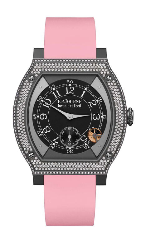 F.P.Journe élégante 48 Titalyt Diamonds 40mm Black Dial Titanium Rubber Strap - WATCHXNYC