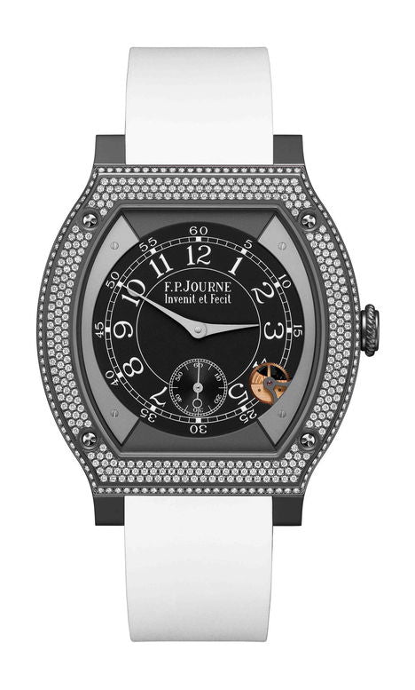 F.P.Journe élégante 48 Titalyt Diamonds 40mm Black Dial Titanium Rubber Strap - WATCHXNYC