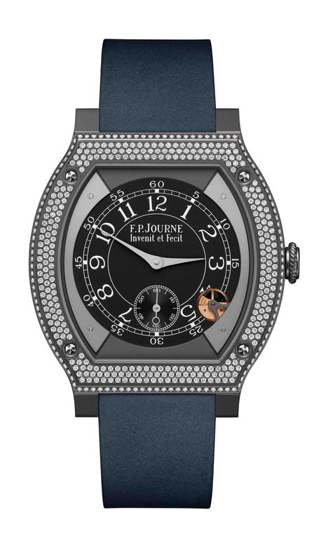 F.P.Journe élégante 48 Titalyt Diamonds 40mm Black Dial Titanium Rubber Strap - WATCHXNYC