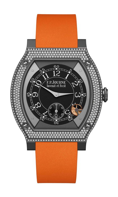 F.P.Journe élégante 48 Titalyt Diamonds 40mm Black Dial Titanium Rubber Strap - WATCHXNYC