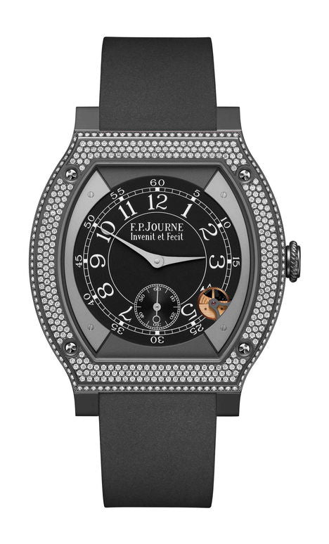 F.P.Journe élégante 48 Titalyt Diamonds 40mm Black Dial Titanium Rubber Strap - WATCHXNYC