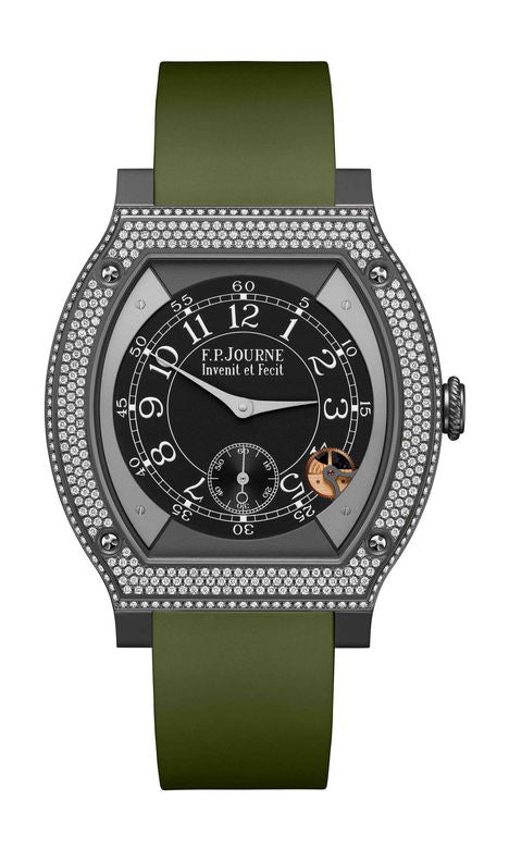 F.P.Journe élégante 48 Titalyt Diamonds 40mm Black Dial Titanium Rubber Strap - WATCHXNYC