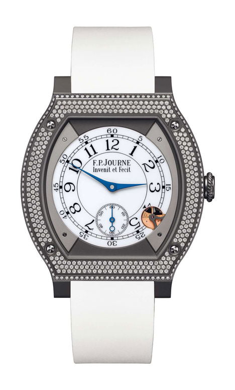 F.P.Journe élégante 48 Titalyt Diamonds 40mm White Dial Titanium Rubber Strap - WATCHXNYC
